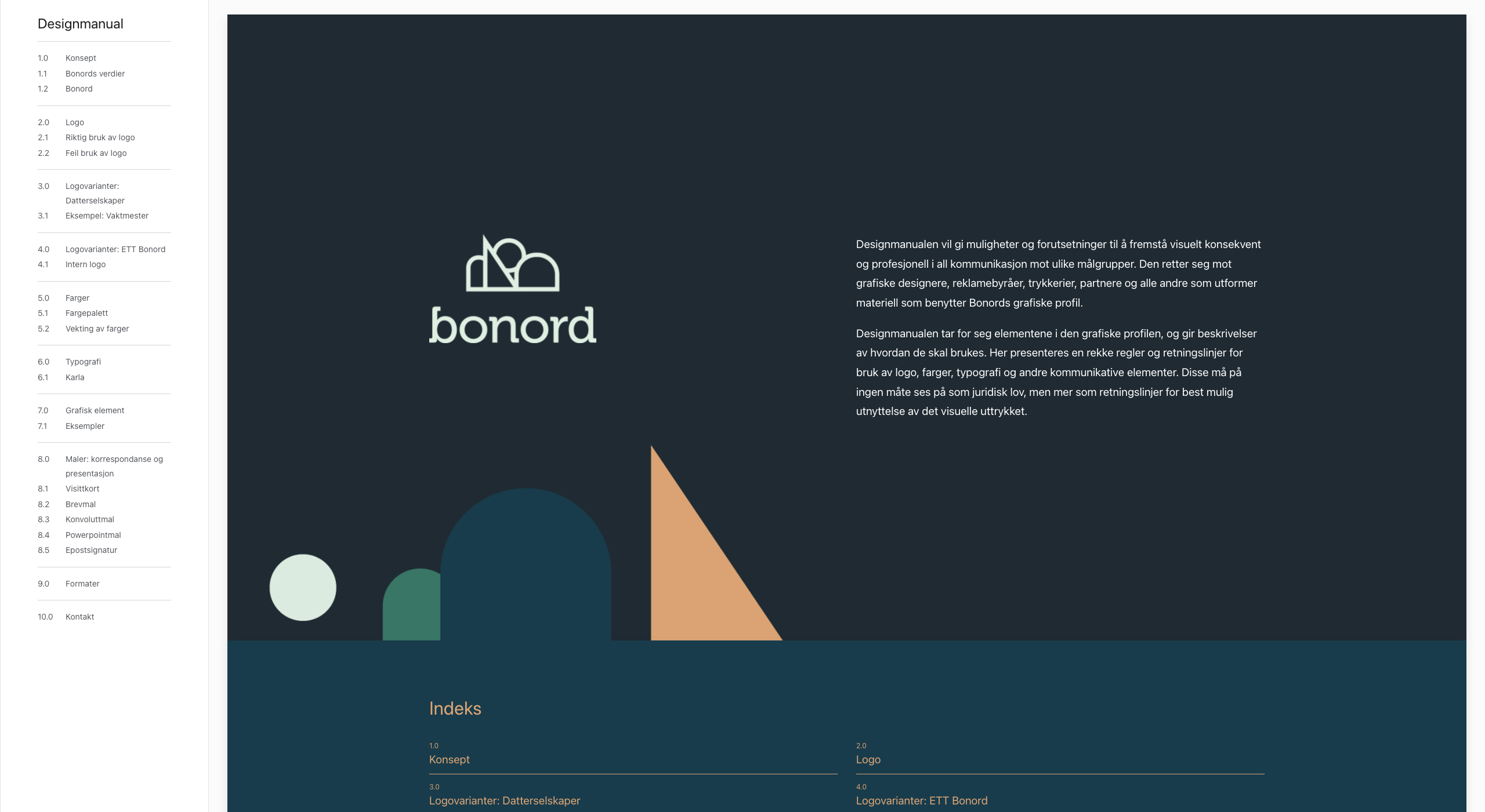 skjermbilde av Bonord sin digitale designmanual