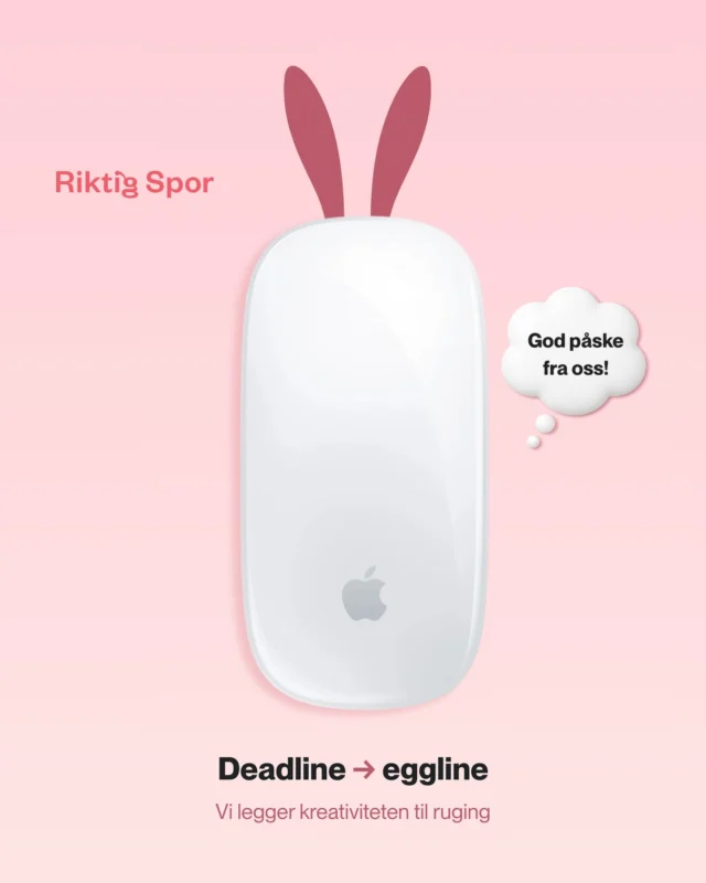 Eggline – deadline🐣 
I påsken legger vi kreativiteten til ruging og tar en velfortjent pust i bakken. God påske fra oss i Riktig Spor – vi lader opp til nye idéer og spennende prosjekter når vi er tilbake etter ferien 🐇